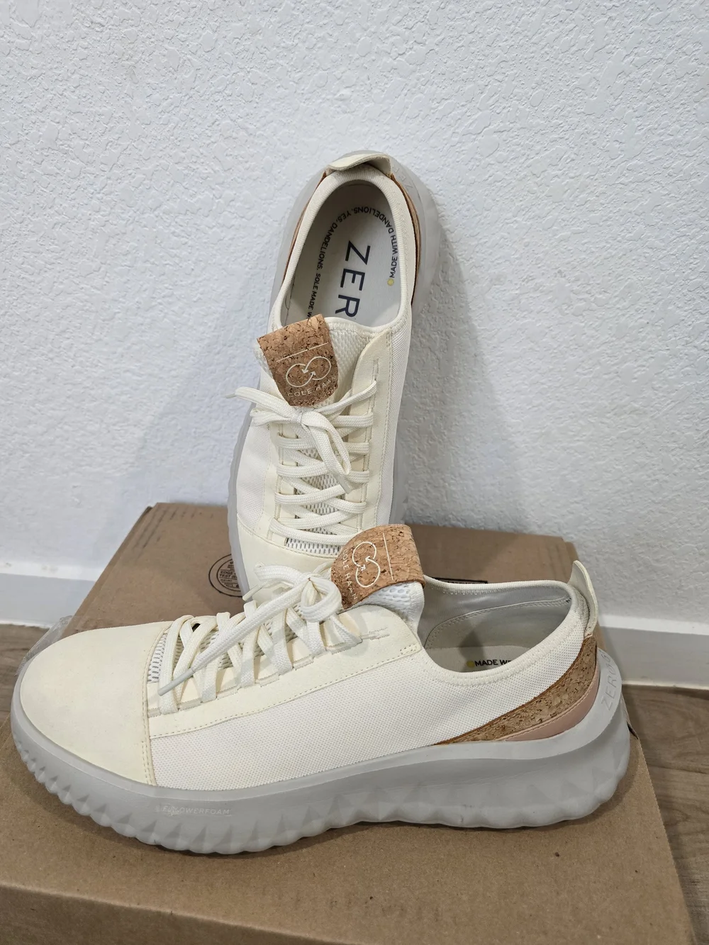 Men's Cole Haan Zergrand II Neutral Cream Casual Sneakers - Picture 9 of 10